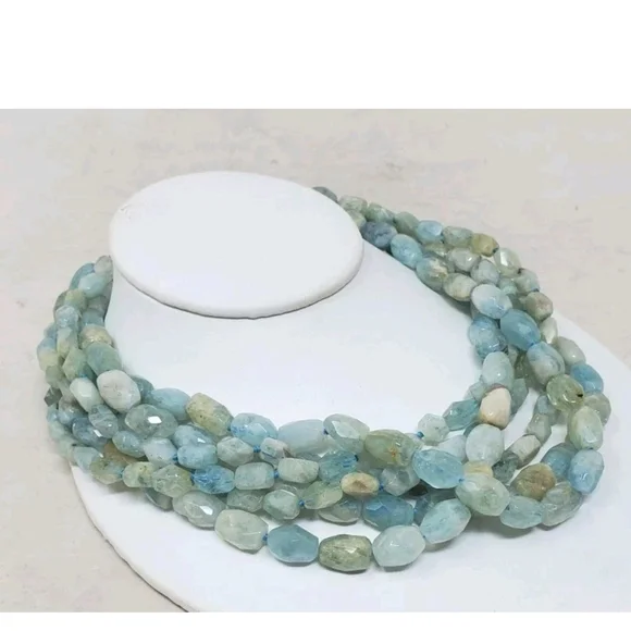 Vintage Kenneth Lane KJL Aquamarine Gemstone Multistrand Necklace
